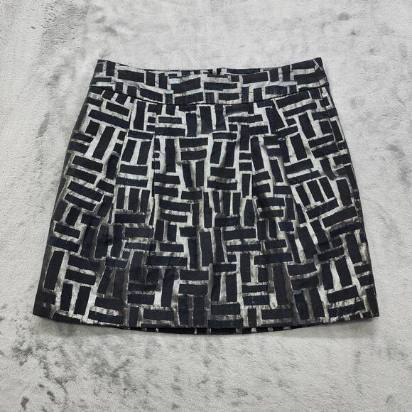 Banana Republic Skirt Womens 4 Black Silver Metallic Pleated Mini Lined Preppy - Picture 1 of 9